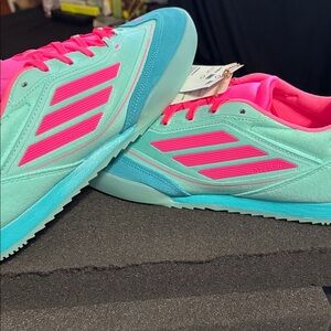 Adidas Messi Unisex Aqua and Pink Athletic Shoes (Women’s 10 Men’s 9)